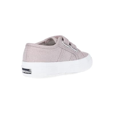 360 degree animation of product Mini Girls Pink Strap Superga Trainers frame-12