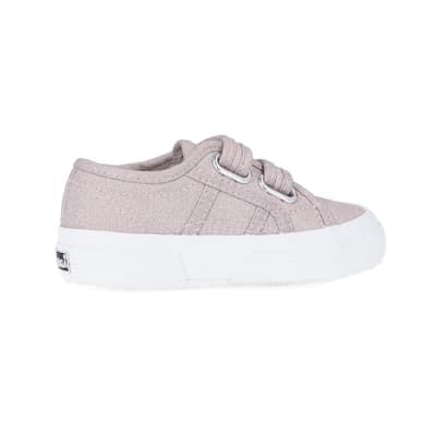 360 degree animation of product Mini Girls Pink Strap Superga Trainers frame-14