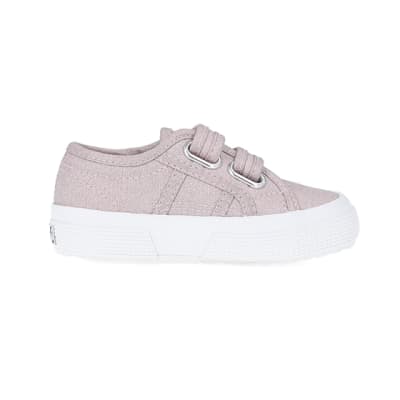 360 degree animation of product Mini Girls Pink Strap Superga Trainers frame-15