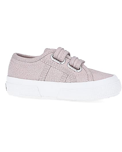 360 degree animation of product Mini Girls Pink Strap Superga Trainers frame-16
