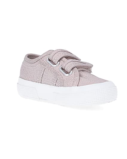 360 degree animation of product Mini Girls Pink Strap Superga Trainers frame-18
