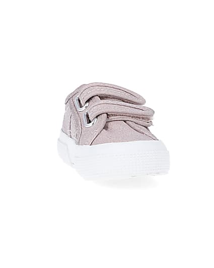 360 degree animation of product Mini Girls Pink Strap Superga Trainers frame-20