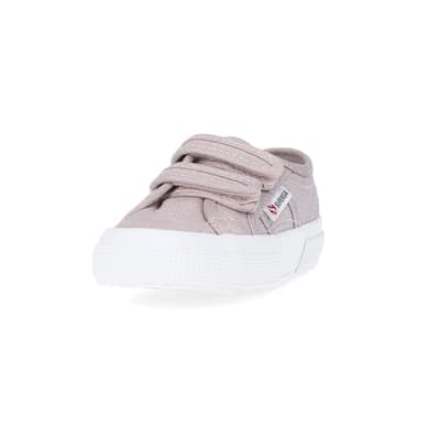 360 degree animation of product Mini Girls Pink Strap Superga Trainers frame-23