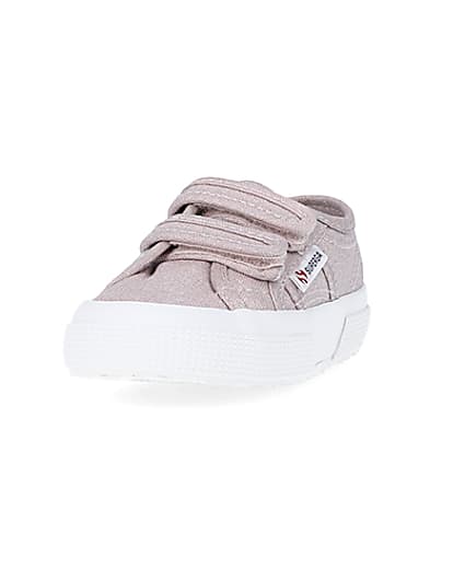 360 degree animation of product Mini Girls Pink Strap Superga Trainers frame-23