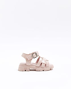 Mini girls pink strappy chunky sandals