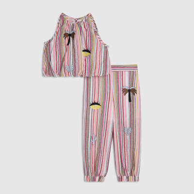 Mini Girls Pink Stripe Hareem Top Set