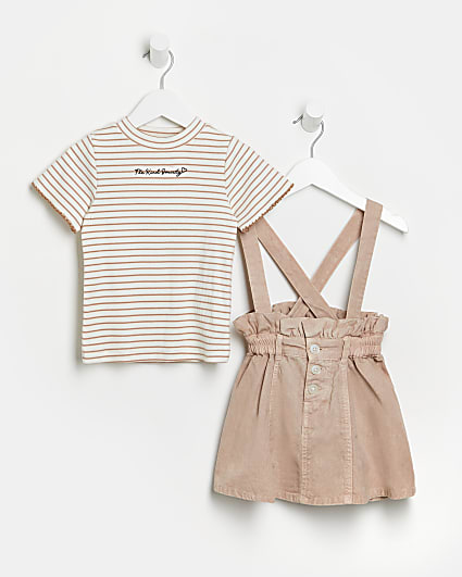 Mini girls pink stripe t-shirt pinny dress