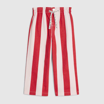 Mini Girls Pink Stripe Wide Leg Jeans