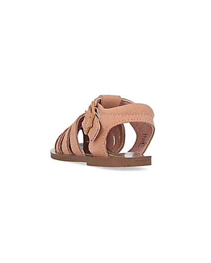 360 degree animation of product Mini girls pink suede caged sandals frame-7