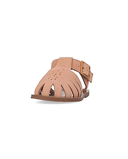 360 degree animation of product Mini girls pink suede caged sandals frame-22