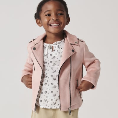 Girls pink hot sale biker jacket