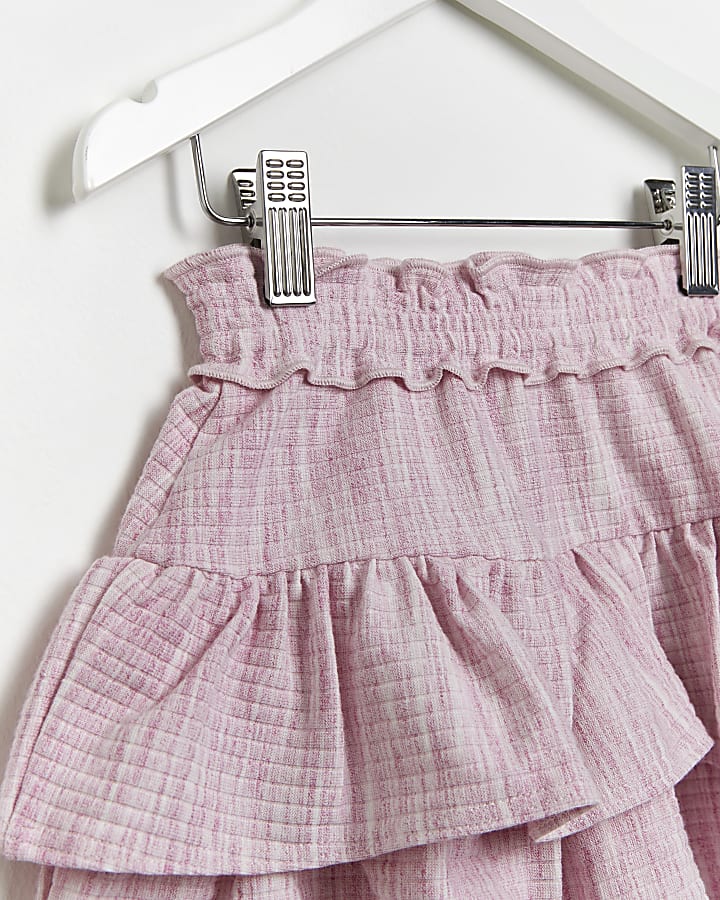 Mini girls pink textured rara skirt