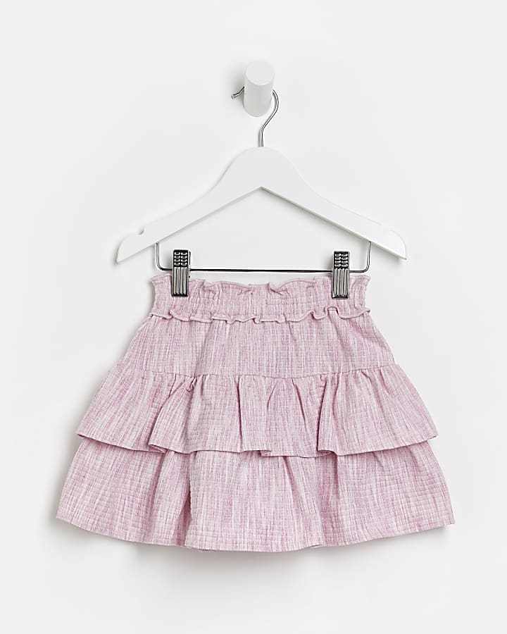 Mini girls pink textured rara skirt