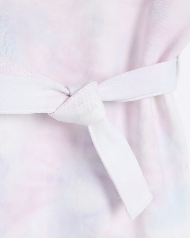 Mini girls pink tie dye t-shirt dress