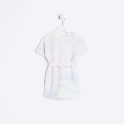 Mini girls pink tie dye t-shirt dress