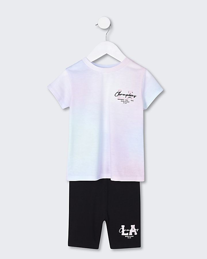 Mini girls pink tie dye t-shirt outfit