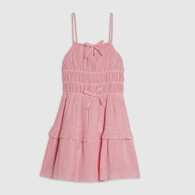 Mini Girls Pink Tiered Dress