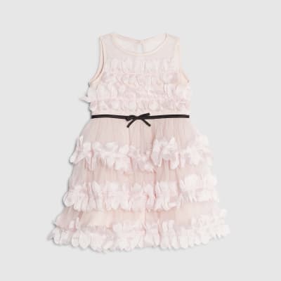Mini Girls Pink Tiered Tulle Dress