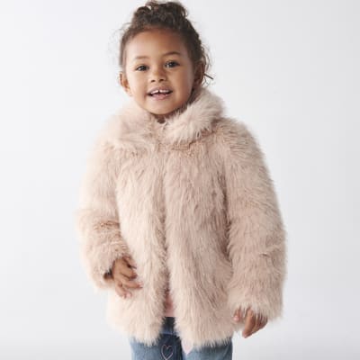 River Island Womens Pink Faux Fur Coat - S