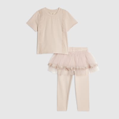 Mini Girls Pink Tulle Leggings Set