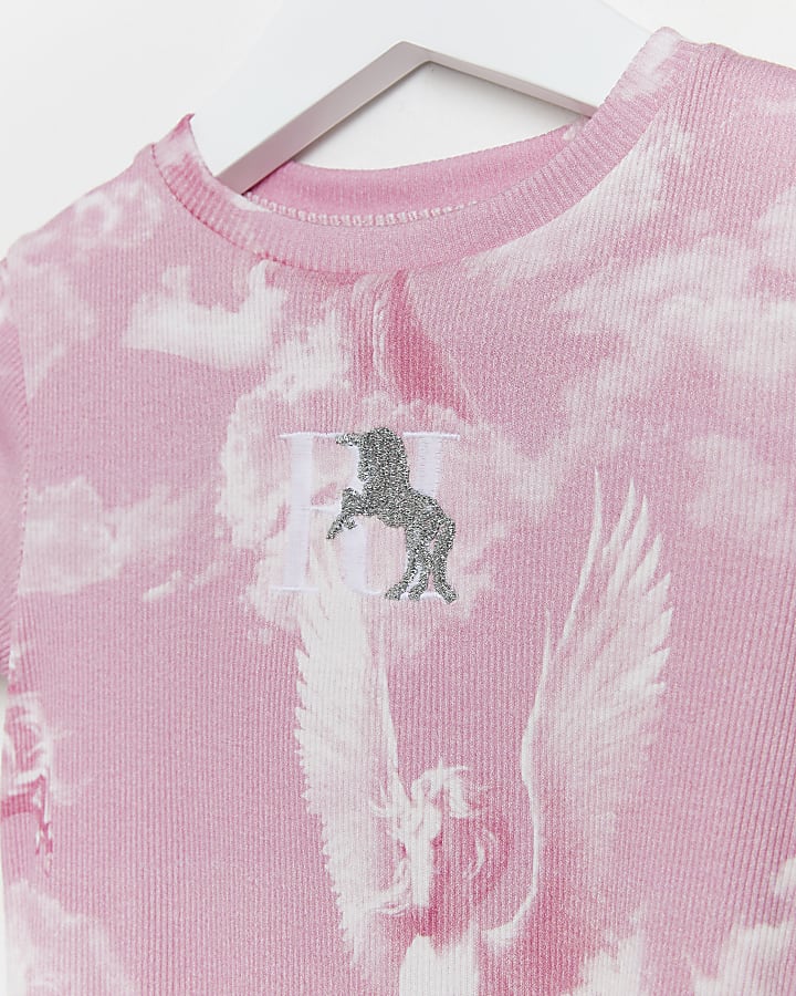 Mini girls pink unicorn cloud print bodysuit