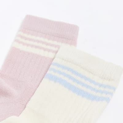 Mini girls pink varsity socks 2 pack River Island