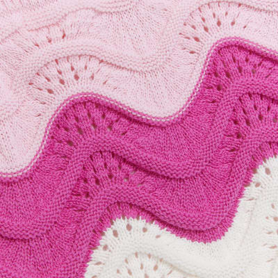 Mini girls pink wave knitted skirt set