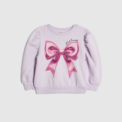 Mini Girls Purple Bow Sweatshirt