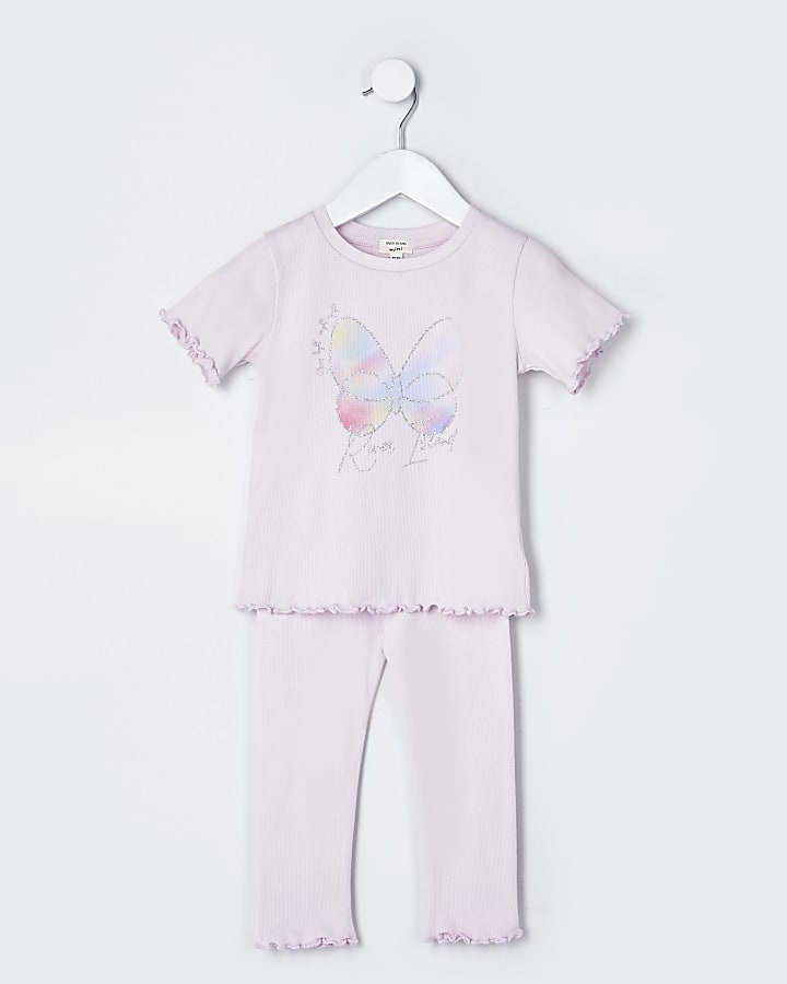 Mini girls purple butterfly pyjamas
