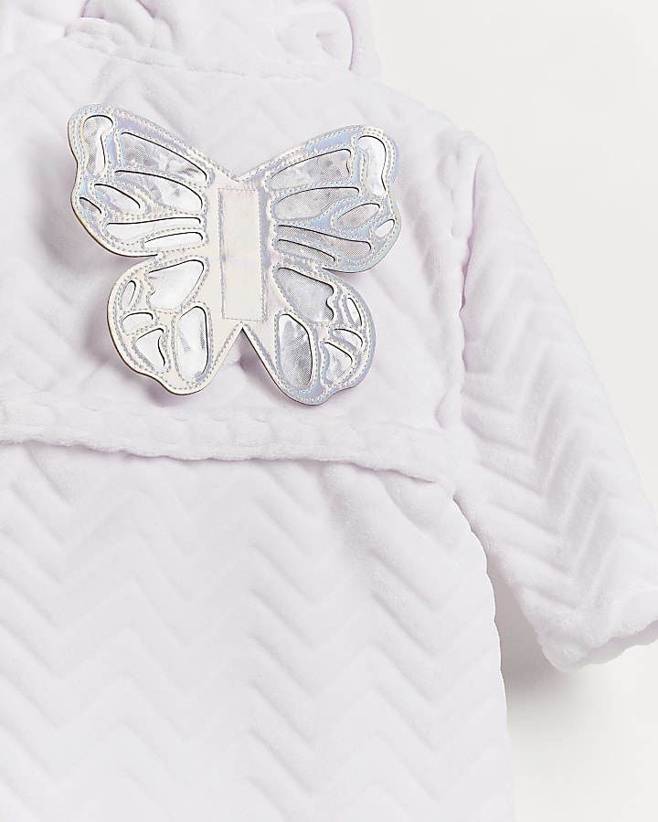 Mini girls purple butterfly wings robe