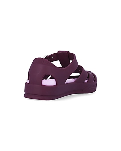 360 degree animation of product Mini girls purple caged heart sandals frame-11