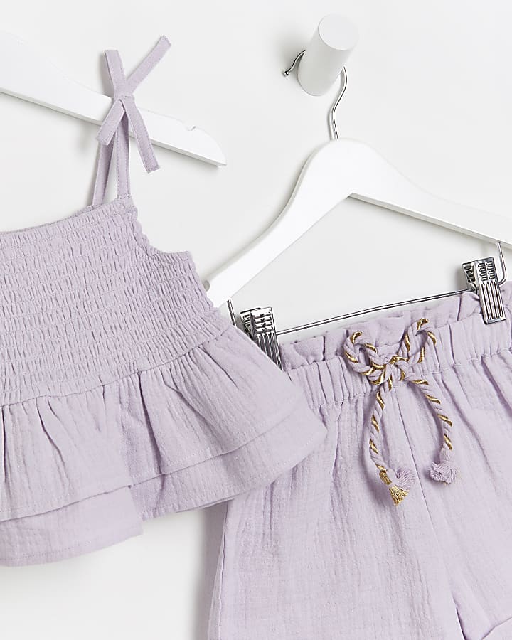 Mini girls purple Cami top and shorts outfit