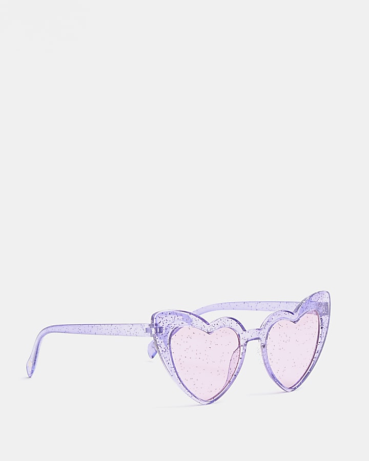 Mini girls purple glitter heart sunglasses