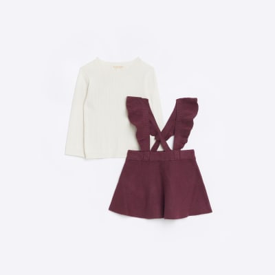 Mini Girls Purple Knitted Pinafore outfit