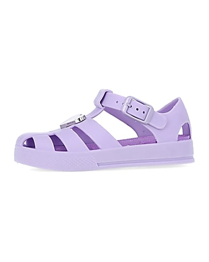 360 degree animation of product Mini girls purple matte jelly shoes frame-2