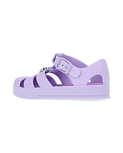 360 degree animation of product Mini girls purple matte jelly shoes frame-5