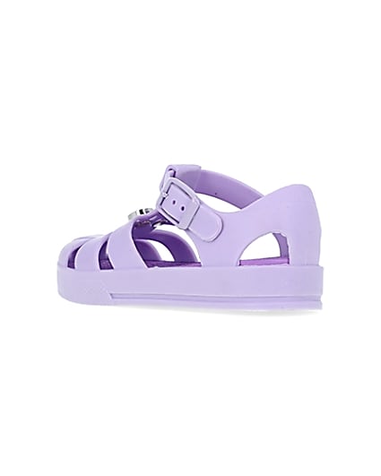 360 degree animation of product Mini girls purple matte jelly shoes frame-6