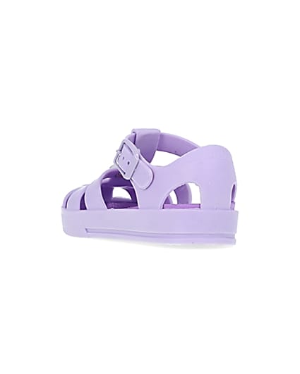 360 degree animation of product Mini girls purple matte jelly shoes frame-7