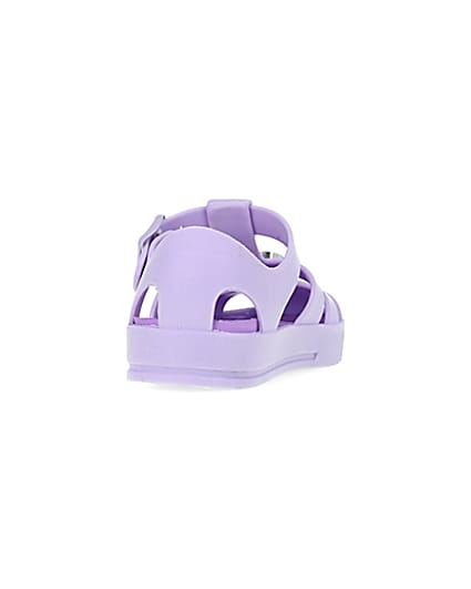 360 degree animation of product Mini girls purple matte jelly shoes frame-10