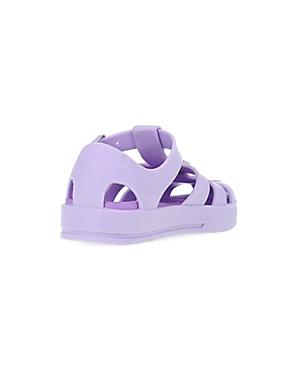 360 degree animation of product Mini girls purple matte jelly shoes frame-11