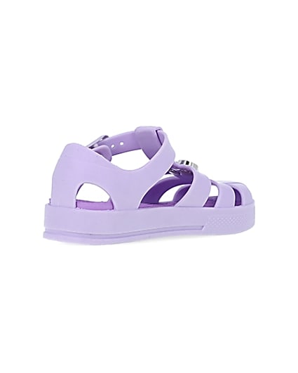 360 degree animation of product Mini girls purple matte jelly shoes frame-12