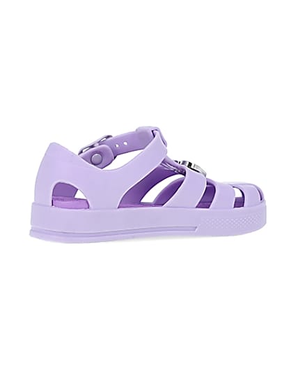 360 degree animation of product Mini girls purple matte jelly shoes frame-13