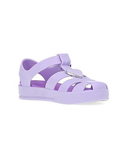 360 degree animation of product Mini girls purple matte jelly shoes frame-18