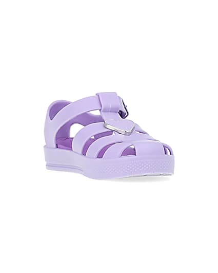360 degree animation of product Mini girls purple matte jelly shoes frame-19