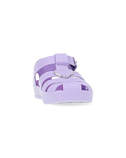 360 degree animation of product Mini girls purple matte jelly shoes frame-20