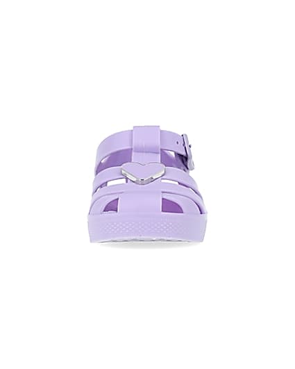 360 degree animation of product Mini girls purple matte jelly shoes frame-21