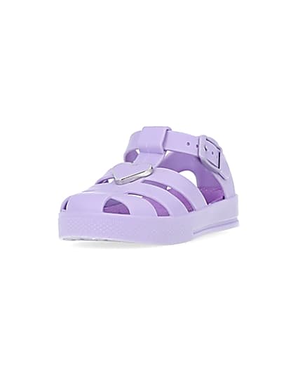 360 degree animation of product Mini girls purple matte jelly shoes frame-23