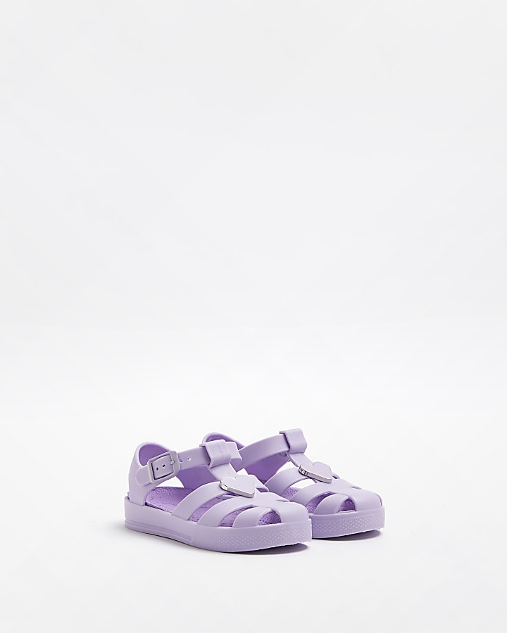 Mini girls purple matte jelly shoes