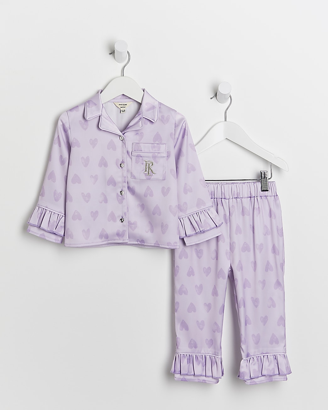 Mini girls purple RI heart 2 piece pyjama set