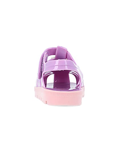 360 degree animation of product Mini girls purple RI jelly sandals frame-9